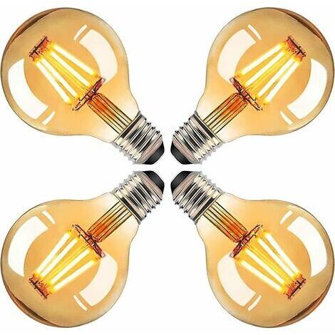 E27 Ampoule. 4W G80 Ampoule LED Edison. Lampe à LED Ronde Vintage. Ampoule LED à Lumière Chaude Antique Décorative. Idéale pour les Nostalgiques. Décorer la Maison. Café. Bar (4 pcs) (1/5)