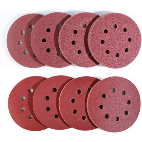 Accessoire pour une ponceuse Lot de 80 disques abrasifs 125 mm, 10 x 40/60/80/120/180/240/320/400 pour ponceuse orbitale aléatoire (1/5)