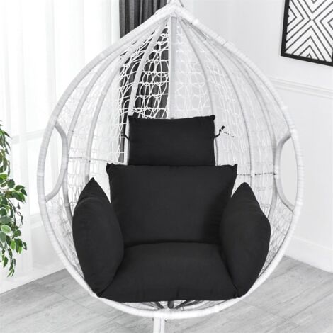 Coussin de remplacement pour chaise suspendue d'extérieur, amovible et lavable, épais et doté d'un oreiller (noir)