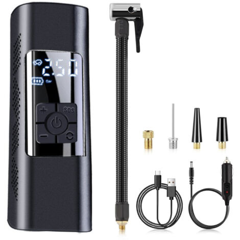 Compresseur d'air portable pour gonfleur de pneus, pompe à air portable 150 PSI pour pneus de voiture, pompe à air avec manomètre numérique pour voiture, vélo, moto, ballon (1/5)