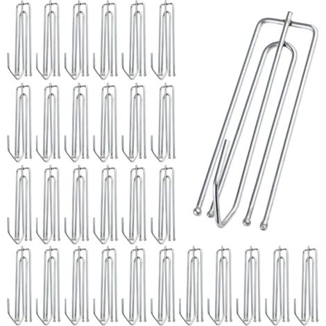Lot de 30 crochets de rideau en acier inoxydable avec 4 dents - Crochets en métal pour rideau de douche, de fenêtre, de porte et de douche