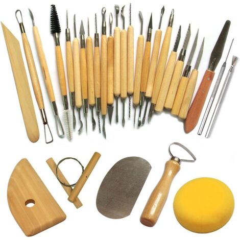 Outil de Poterie Outils de Sculpture Argile Burin pour Potier / Artiste de Céramique Kit 30 Pcs Accessoire pour graveur et outil de précision