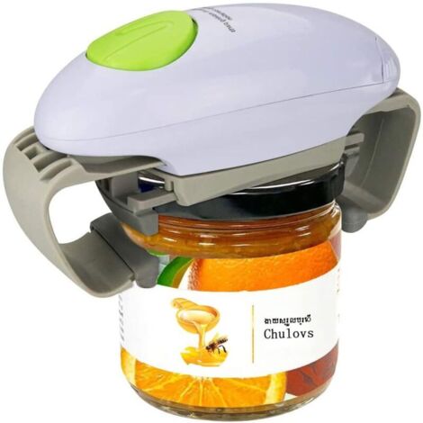Ouvre-bocal électrique - gadget de cuisine solide et robuste pour bocaux scellés - ouvre-bocal automatique mains libres avec moins d'efforts pour ouvrir (Blanc)