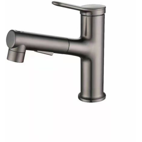 Robinet de lavabo extractible à noyau interne entièrement en cuivre, lavabo de salle de bain noir, robinet rétractable eau chaude/eau froide (1/4)