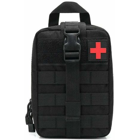 Trousse de premiers secours, trousse de survie, trousse de premiers secours, trousse médicale d'urgence de camping en milieu de travail noire (vide), (1/4)