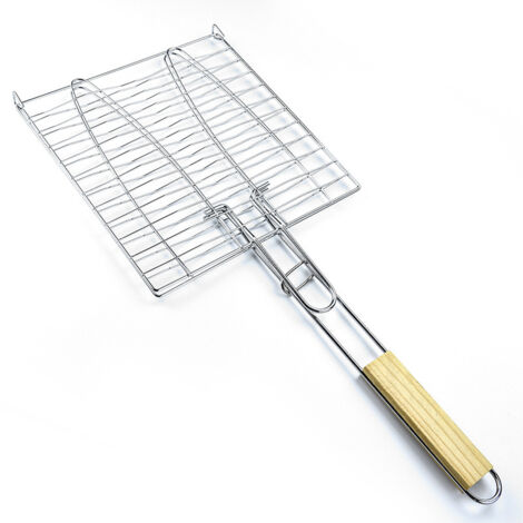 Pince à mailles pour barbecue en acier inoxydable double pince à poisson épaisse (1/4)