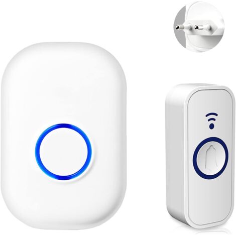 Sonnette sans fil, 58 sonneries électroniques mélodies et 4 volumes Kit de sonnette sans fil extérieur intérieur avec flash LED un émetteur et un récepteur sonnette (1/5)