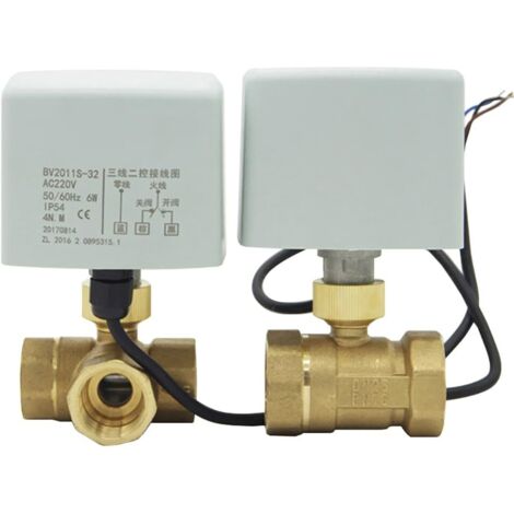 Vanne électrique à boisseau sphérique à deux voies à trois voies pour climatisation centrale vanne électrique de ventilo-convecteur (DN15) (1/4)