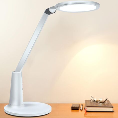 Lampe de bureau LED protection des yeux lampe de bureau de lecture tactile de chevet de chambre rechargeable (blanc) (1/5)