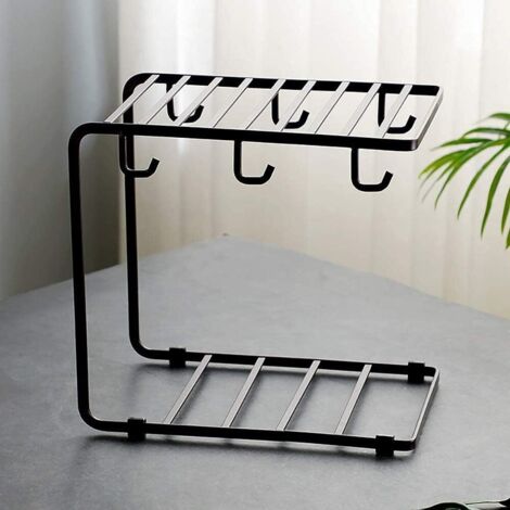 Porte-gobelet en fer forgé à double couche Porte-gobelet en verre Porte-gobelet de nge domestique (noir) (1/5)