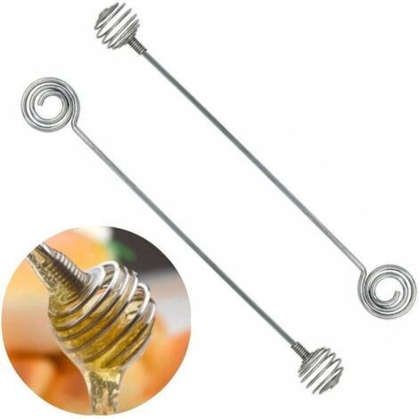 2 Pièces 304 Acier Inoxydable Honey Stick Dippers Cuillère Remuer Bar Swizzle Sticks pour Servir Des Sirops, Chocolat Fondu (1/3)