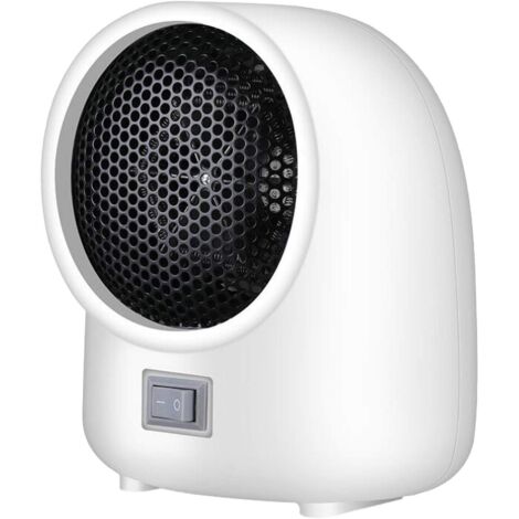 Mini radiateur soufflant, Mini Chauffage Électrique Portatif en Céramique PTC, Basse Consommation, protection contre les basculement et la surchauffe, pour salle de bain, bureau (C'est blanc) (1/5)