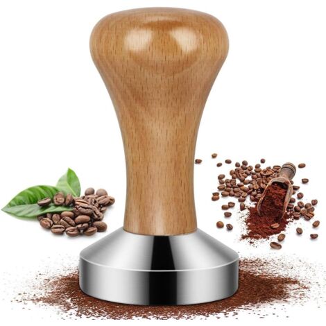Presse à café Marteau à poudre Poignée en bois massif Presse en acier inoxydable Marteau Presse à café (1/5)