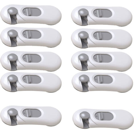 Lot de 10 serrures pour armoires pour enfants, faciles à installer, sans perçage requis, serrures antivol pour armoires, tiroirs, meubles. (1/5)