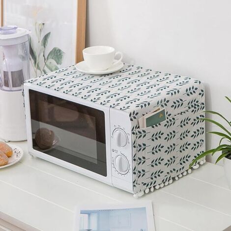 Housse de protection anti-poussière pour four à micro-ondes en lin housse de four serviette en coton et lin housse anti-huile four à micro-ondes housse de protection épi de blé vert four à micro-ondes (1/5)