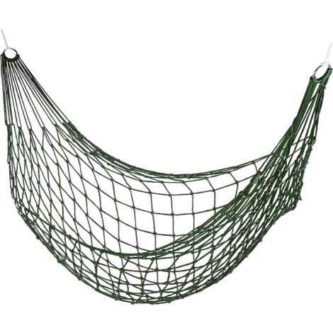 Hamac en filet, hamac de jardin simple, camping, léger, adapté à l'intérieur et à l'extérieur, vert (1/5)