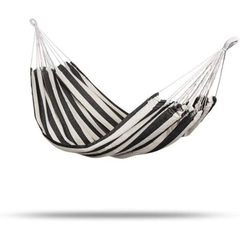 Hamac de jardin noir et blanc hamac en toile hamac balançoire épaissi Camping décontracté simple avec sac en Nylon (1/4)