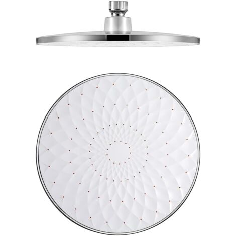 LAN Pomme de douche, pomme de douche ronde 9", pomme de douche pluie fixe ABS, pomme de douche pluie haute pression à économie d'eau, connexion G1/2", blanc (1/5)