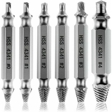 LAN Arracheur de vis endommagé dénudant [6 pièces], extracteur de vis, extracteur de boulon en acier HSS 4341, extracteur de fil à double tête en acier à grande vitesse (1/5)