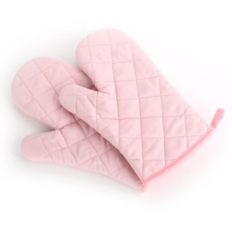 LAN Antidérapant Résistant à la Chaleur Gants de Four,Gant Protection Phaleur,Gant de Cuisine Coton Polyester pour la Cuisine, Barbecue, Fours à Micro-Ondes(1 Paire,Rose) (1/5)