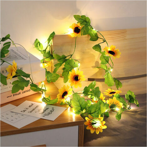 LAN Lampe de fil de cuivre, lampe de fleur de rotin, tournesol lampe décorative de pièce de tournesol, lampe de rotin 2 mètres 20 lumières (1/5)