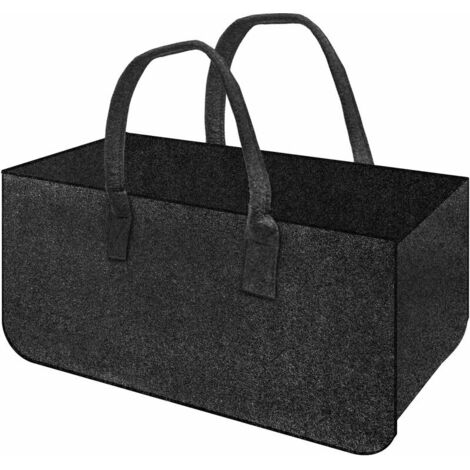 LAN Feutre Shopping Bag cadeau fourre - tout sac en bois de chauffage sac de rangement en feutre noir (1/5)
