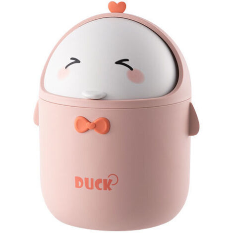 LAN Mini Poubelle De Bureau Avec Couvercle, Poubelle de Style Dessin Animé Mignon Portable, Poubelle Bureau, Petite Poubelle de Salle De Bain, pour Chambre à Coucher, Bureau, Salon (Rose) (1/5)