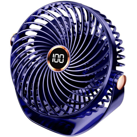 LAN Ventilateur silencieux, ventilateur USB à 5 vitesses, mini ventilateur portable rechargeable, ventilateur de bureau réglable à 360°, petit ventilateur de bureau pour chambre, cuisine, voyage (1/5)