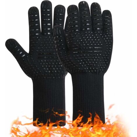 LAN Gants de barbecue Gants de four en silicone antidérapants avec une température maximale de 800 ° C.Gants universels pour griller les fours et les cheminées de cuisine (signe égal noir,Aléatoire ga (1/5)