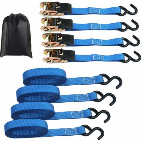 LAN Sangles à cliquet - Kit de 4 sangles à cliquet, sangles de 5 m avec tendeur à cliquet Sangles à cliquet pour remorques, caravanes, vélos, mobilité (1/5)