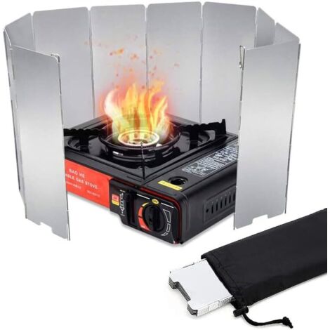 LAN Pare - brise en aluminium pliable, pare - brise extérieur de camping de 10 plaques, cuisinière Ultra Portable pour le chargement de camping, cuisinière à gaz de pique - nique, etc. (1/5)