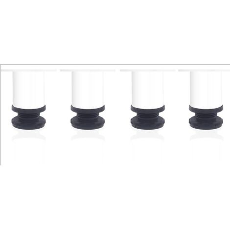 LAN Pieds de Meuble 4 Pieds, Pied de Table 5 cm Blanche Pied Reglable pour Meuble en Hauteur Fabriqué en Acier Inoxydable, Hauteur Réglable de 0 à 15 mm (1/5)