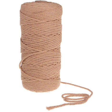 LAN 3mmx100m corde torsadée en coton beige naturel bricolage corde en coton tissé à la main (1/3)