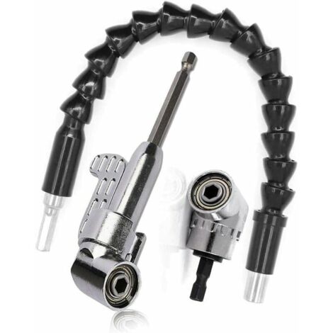 LAN Foret à angle droit et kit d'extension d'angle flexible, tournevis à angle droit arbre flexible 45 degrés court et court tournage lot outils de forage électriques accessoires (1/5)