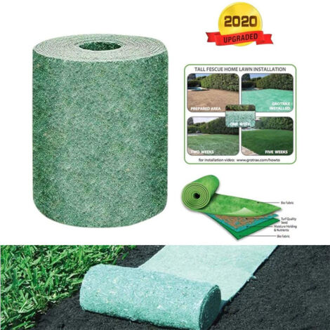 LAN Rouleau de tapis de semences de gazon, tapis de culture d'herbe biodégradable 10FT, tapis de semences de gazon engrais jardin pique-nique jardinage tapis de plantation de pelouse (3×0.2m )