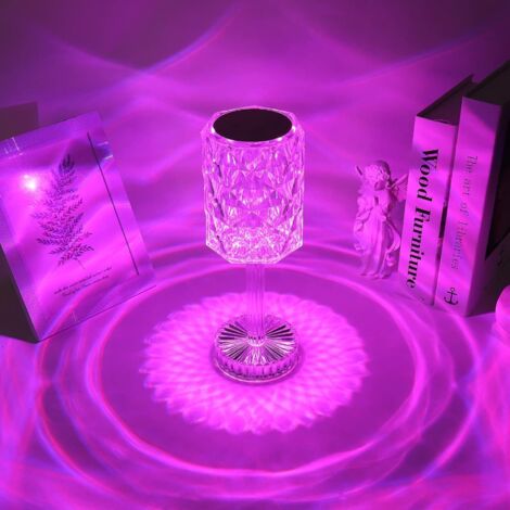 LAN Lampe de Table en Cristal - Lampe de Table LED Diamant 16 Couleurs - Lumière d'Ambiance Rechargeable (1/5)