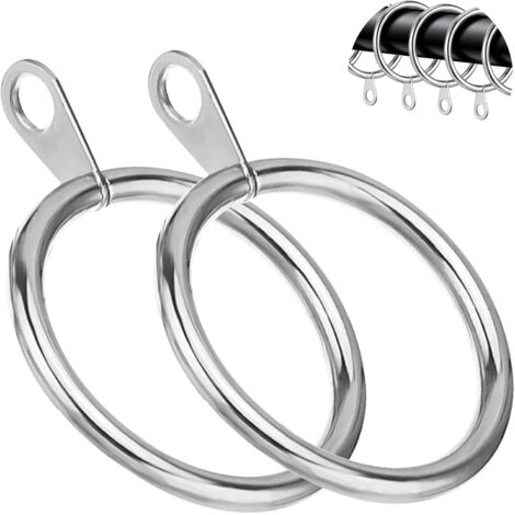 LAN 30 Pièces Argent Anneaux de Rideau,Anneaux de Suspension de Rideaux pour Rideaux et Tringles,32mm Diamètre Intérieur - pour Rideau de fenêtre, Rideau de lit, Rideau de Douche (1/5)