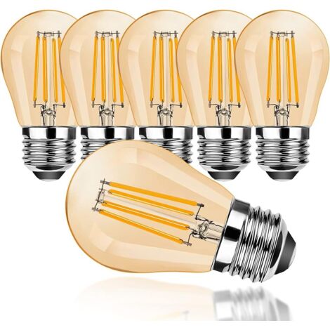 LAN Ampoules LED vintage 4W, ampoules à filament LED E27, mini globe LED blanc chaud 2700K, non dimmable, paquet de 6 (1/5)
