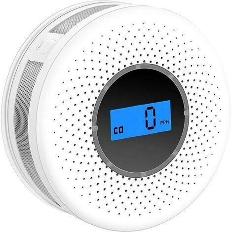 LAN Détecteur combiné de fumée et de monoxyde de carbone, alarme composite avec avertissement sonore et affichage numérique alimenté par batterie (1/5)