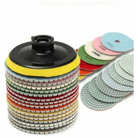 LAN Disques de polissage diamantés humides et secs - 4 - Pour granit, marbre, béton, pierre (1/5)