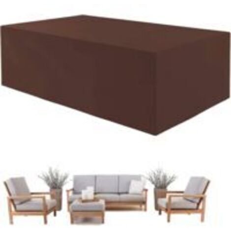 LAN S-giant Housse de protection pour mobilier de jardin en tissu Oxford 420D, imperméable, avec cordons de serrage et boucles de verrouillage(Marron,135x135x75CM) (1/5)