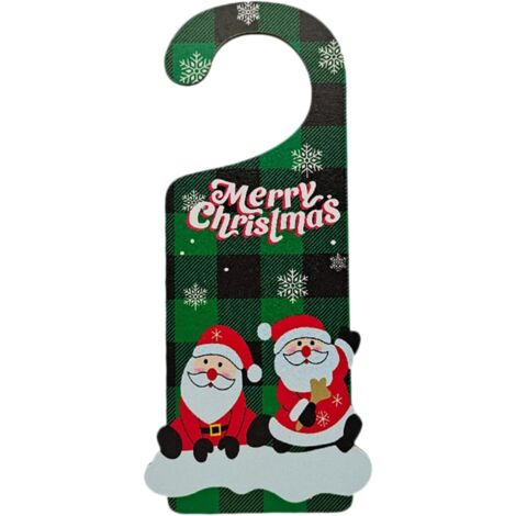 LAN Autre décoration pour Noël,Décorations de Noël à suspendre - Décorations de Noël en bois : fournitures de fête festives pour les vacances - Crochets de porte Père Noël et bonhomme de neige--2pcs (1/5)