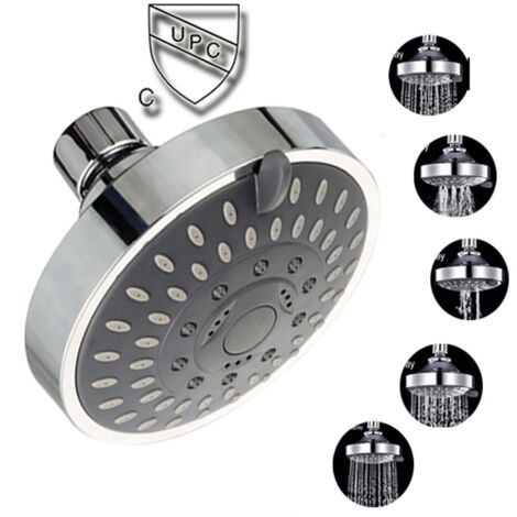 LAN Pommeau de douche chromé orientable, Pomme de douche pluie ronde en acier tête de douche miroir face, (1/4)