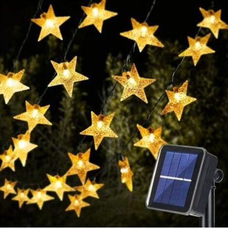 LAN Guirlande lumineuse solaire d'extérieur en forme d'étoile, 12 m, 100 lumières, 8 modes, étanche, adaptée au jardin, à la terrasse, à Noël, à la fête (1/5)