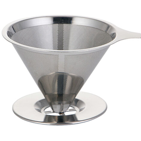 LAN Filtre à café en acier inoxydable - Filtre à café conique à égouttement lent - Filtre à café à double couche à mailles fines sans papier - Pour cafetières et tasses (1/5)
