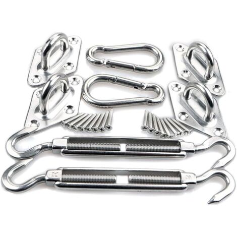 LAN Kit de Fixation Voile d'ombrage Triangulaire, Carré et Rectangle Acier Inoxydable 304 Kit Accessoires de Fixation pour Toile d'ombrage, Kit de Montage pour Voile Solaire d'ombrage--8mm
