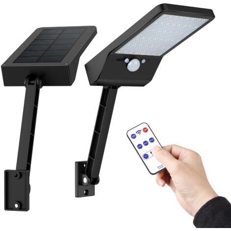 LAN Lampe solaire d'extérieur, lumière LED avec détecteur de mouvement, étanche IP65, lumière blanche froide – avec télécommande (2 pièces) (1/3)