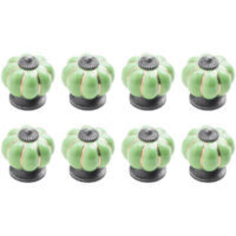 LAN Lot de boutons de tiroir en céramique en forme de citrouille pour armoires de cuisine (vert) (1/5)