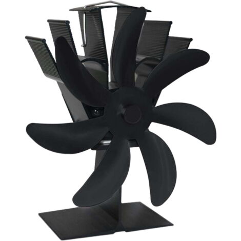 LAN Ventilateur de cheminée économique, 7 ventilateurs de circulation pour bûches, brûleur à bois chaud pour une distribution efficace de la chaleur, bûches/bois de chauffage/granulés, noir (1/5)