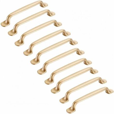 LAN Lot de 10 poignées de meuble dorées de 128 mm - poignées pour meubles de cuisine